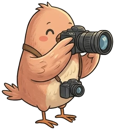 Ilustración: pájaro con una cámara de vídeo