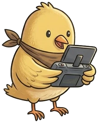Ilustración: pájaro con el mando de un dron