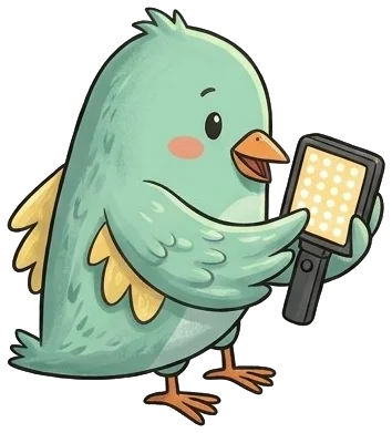 Ilustración: pájaro con un foco de luz